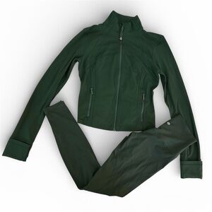 Lululemon 4 Rainforest Green Define Cropped Jacket & 6 Align No Line Leggings 28